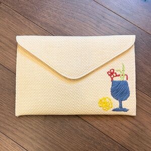 Colorplay Cream Woven Clutch with Embroidered Design